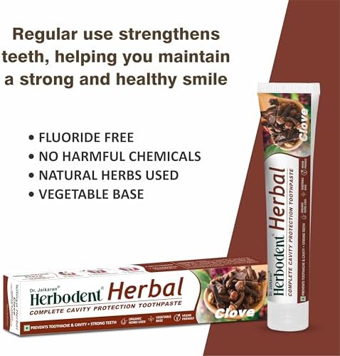 Herbodent® Herbal Clove Toothpaste - 6.53 oz Pack of 6 | Natural Herbs - Clove, Babool, Bakul and More | Daily use Toothpaste