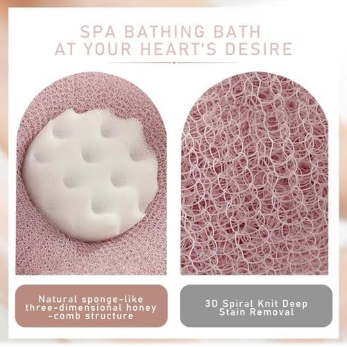 2025 New Super Soft Sunflower Suction Cup Bath Ball, 2-in-1 Sunflower Bath Ball Exfoliating Bath Sponge Cleaning Brush, Mesh Sponge Pouf Shower Ball for Women Men (Pink)
