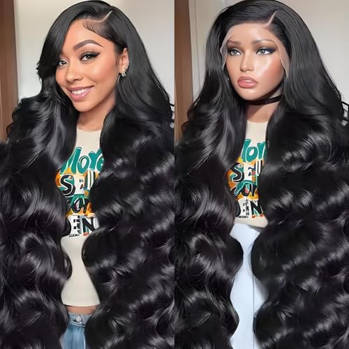 32 Inch 13x6 Body Wave Lace Front Wigs Human Hair 200 Density 13x6 HD Lace Frontal Wigs Human Hair Pre Plucked Natural Hairline Body Wave Glueless Human Hair Wig for Women