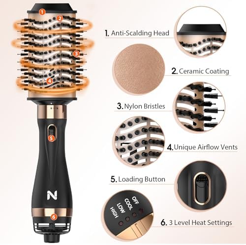 Hair Dryer Brush Blow Dryer Brush in One for Drying and Straightening, Volumizer Multi-Styler for All Hair Types, Frizz-Free Blowout Brush for Salon Quality