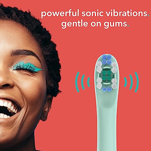 hum by Colgate Smart Electric Toothbrush Kit, Rechargeable Sonic Toothbrush with Travel Case & Bonus Replacement Brush Head, Teal(Discontinued/no refill heads available)