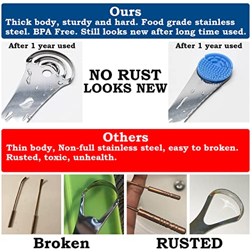 2PCS Tongue Scrapers, Reduce Bad Breath Tongue Cleaner, BPA Free, Get Rid of White Tongue, Dentist Rcommends Tongue Brushes