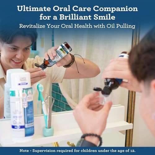 GuruNanda Advanced Oil Pulling Mouthwash for Enhanced Oral Care with Sesame & Oregano Oil, Promotes Deep Cleaning for Healthy Teeth & Gums, Alcohol-Free, 8 Oz