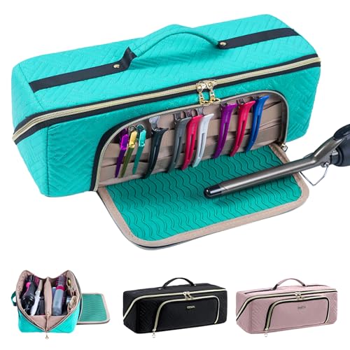 ELCUPA Large Travel Bag - 2in1 Hair Tools Organizer for Dryer Brush, Flat Irons, Straighteners, Curling Irons, Makeup Bag