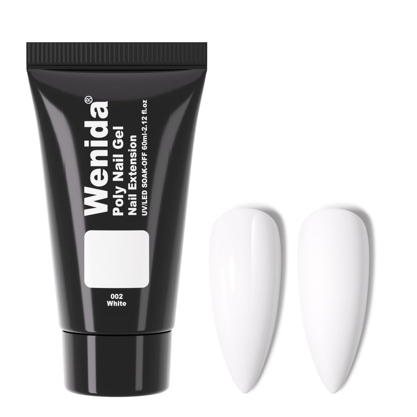 Wenida Poly Nail Gel 60m White, Nail Extension Gel, Nail Builder Gel, Nail Enhancement Gel Set for Home DIY Nail Manicure Art