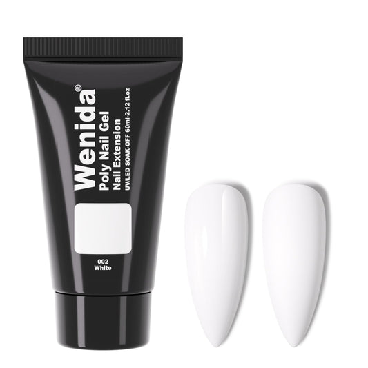 Wenida Poly Nail Gel 60m White, Nail Extension Gel, Nail Builder Gel, Nail Enhancement Gel Set for Home DIY Nail Manicure Art