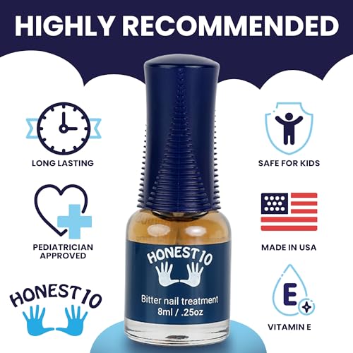 Honest10 Nail Biting Prevention for Kids & Adults - Break The Habit - Safe Bitter Nail Polish Formula, Lab Tested & Pediatric MD Approved - Thumb Guard, Easy Application, Made in USA (0.25 oz)