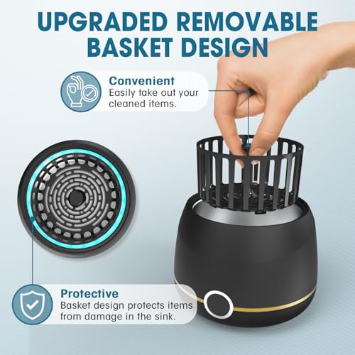 Dental Ultrasonic Retainer Cleaner Machine: Nicwell 200ML Dental Cleaning Pod for Denture, Mouth Guard, Night Guard, Braces, Tray, Aligner 45kHz Cleaner with Protection Design & Digital Timer