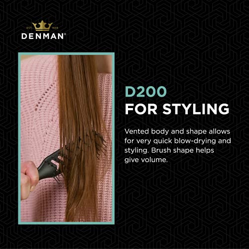 Jack Dean by Denman D200 Flexible Vent Brush for Blow Drying - Styling Hair Brush for Wet Dry Curly Thick Straight Hair - For Women and Men (Black)