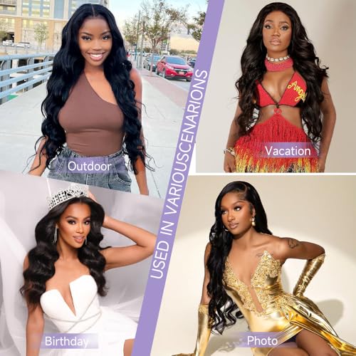 32 Inch Body Wave Lace Front Wigs Human Hair Pre Plucked With Bleached Knots 13x6 HD Lace Frontal Human Hair Wigs 200 Density Natural Color Human Hair Wig Glueless Wigs Human Hair