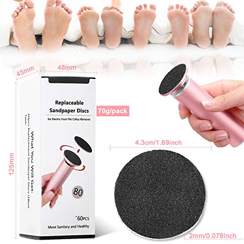 120 Pieces Replacement Sandpaper Discs for Electric Foot File Adjustable Speed Callus Remover Tool Sandpaper Pad Disks Replaceable for Men Women Dead Cracked Hard Skin