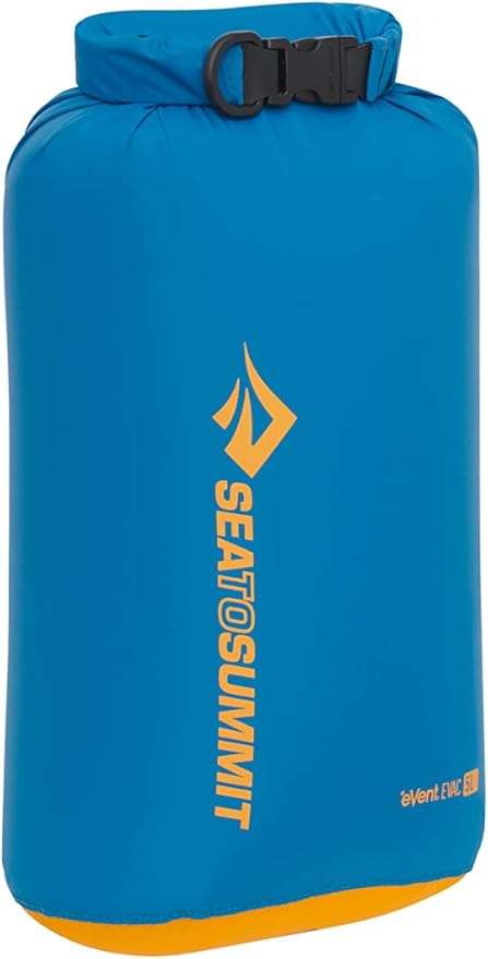 Sea to Summit eVac Dry Bag, Roll-Top Compression Sack, 5 Liter, Turkish Tile Blue