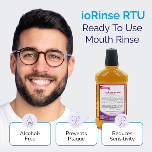 ioRinse Ready-to-Use (RTU) Mouthwash for Fresher Breath, Halitosis Relief, Alcohol-Free, Fluoride-Free and a Professional Clean, Original ioRinse RTU Mouth Wash, Zero Alcohol - Soft Mint Flavor, 1L