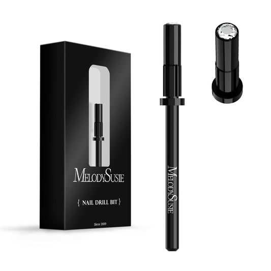 MelodySusie Small Crystal Top 3.1mm Mandrel Bit for Nails, 3/32'' Easy Off Nail Drill Bits for Sanding Bands, Suitable for Acrylic Nails Gel Manicures and Pedicures, Black