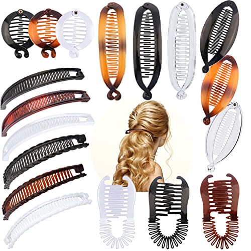 18 Pieces Banana Hair Clips Classic Hair Comb Banana Clips Ponytail Hair Holder for Women Girls, 6 Styles