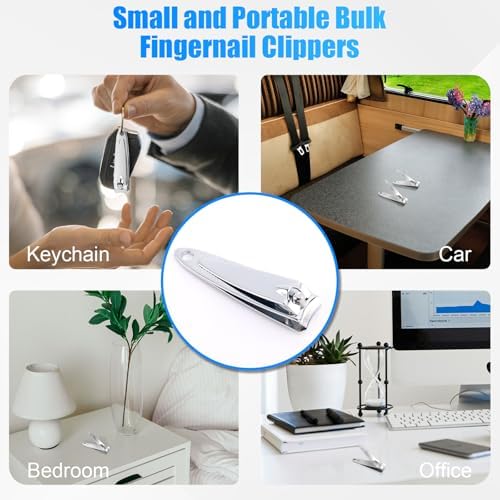 HOFASON 100 Pcs Nail Clippers Bulk for Men Women Adult, Professional Stainless Steel Fingernail & Toe Nail Clipper Cutter Set Travel Manicure Pedicure Trimmer Kit Gift for Homeless Supplies