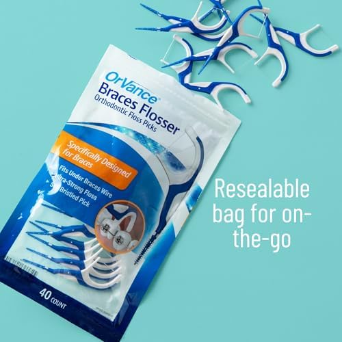 Braces Flosser - Designed for Braces for an Easy & Effective Clean, Ultra Strong Floss - 40 Count (Pack of 2)