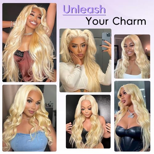 13x6 613 Lace Front Wig Human Hair 28 Inch Blonde Wig Human Hair Body Wave Blonde Lace Front Wigs Human Hair 613 HD Frontal Wig 200% Density HD Lace Frontal Wigs Human Hair Pre Plucked