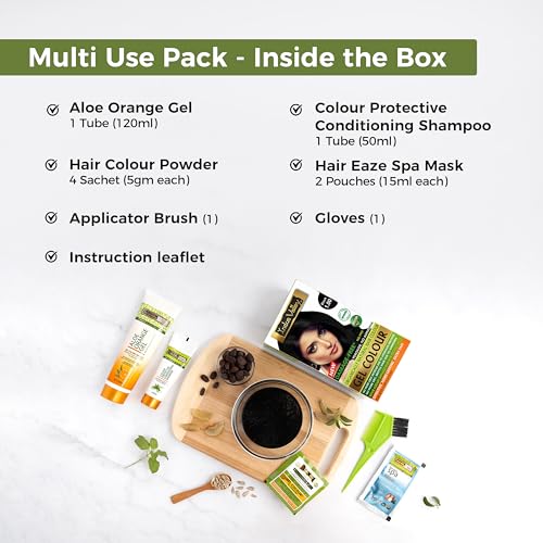 Indus Valley Natural Organic Damage Free Gel Hair Color | Ammonia Free, Vegan & Cruelty Free | Up to 100% Gray Coverage|Black 1.0 (20gram+200ml)