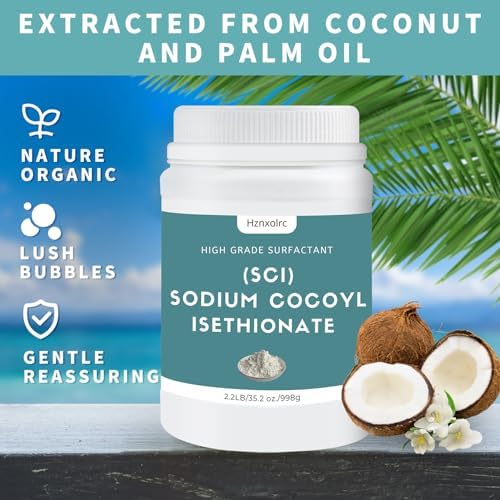 35.2 oz Sodium Cocoyl Isethionate, Premium Sodium Cocoyl Isethionate (SCI) Powder, Amazing Bubbles, Gentle on Skin, Biodegradable, Suitable for Making Bath Bombs, Bath Truffles and More
