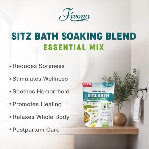 Hemorrhoid Treatment 40oz, Fivona Sitz Bath Salts, Postpartum Soaking Blend Epsom Salt with All Natural Oils for Self Care, Bartholin Cyst Treatment, Large Value Pack