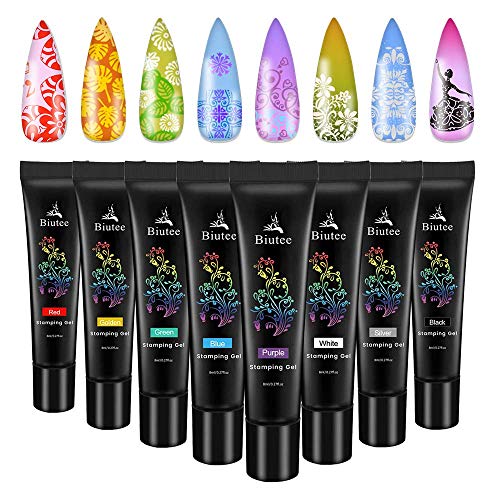 Biutee Nail Stamping Plates Set - 12pcs Templates, 8 Colors, Stamper, Scraper, Storage Bag - Animal & Flower Design Nail Art Plates