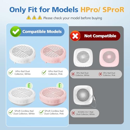 4 Pack HPro Nail Dust Collector Replacement Filter Compatible with MelodySusie Nail Dust Collectors, Models HPro/SProR, Attach 99% of Nail Dust, Reusable and Easy to Clean Nail Tool, White