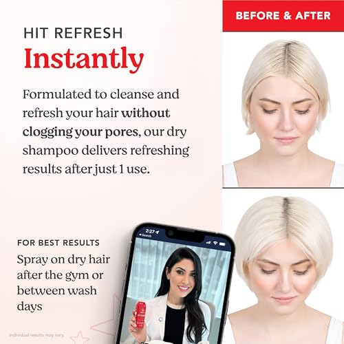 HAIRtamin Vitamin Infused Dry Shampoo for Women | Hair Texture Spray that Cleanses & Refreshes | Hair Complex for Healthy Thicker-Looking Hair | Procapil 3% & Vitamins for Scalp Health | Talc Free
