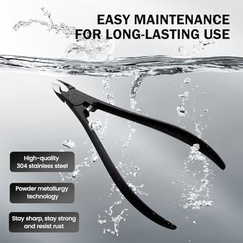 BEZOX Cuticle Cutters for Nails - Precision Half Jaw Cuticle Clippers, Stainless Steel Cuticle Trimmer for Manicure and Pedicure, Professional Cuticle Remover Tool - Black