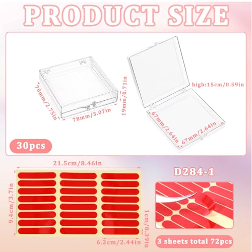 30 Pcs Press On Nail Packaging Box with 60 Pcs Adhesive Double Sided Tape Artificial Nail Display Storage Box Acrylic Nail Display Box Nail Box Organizer Case for Nail Salon