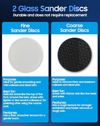 11000 RPM Rechargeable Electric Foot Callus Remover with 2Glass Sander Discs - Cordless Foot Scrubber,Professional Pedicure Tool for Dead Skin and Calluses,Electric Foot File - Blue