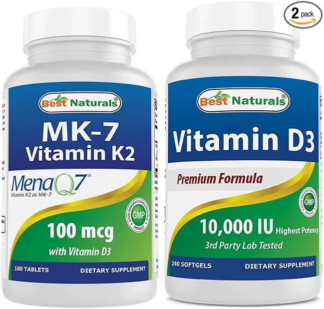 Best Naturals Vitamin K2 (MK7) with D3 & Vitamin D3 10000 I