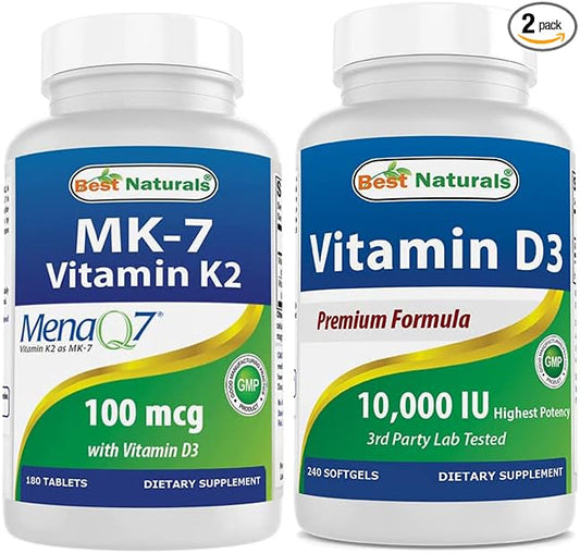 Best Naturals Vitamin K2 (MK7) with D3 & Vitamin D3 10000 I