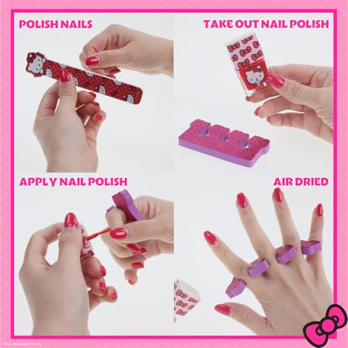 Hello Kitty - Townley Girl Train Case Cosmetic Makeup Set Includes Lip Gloss, Eye Shimmer, Nail Polish, Hair Accessories & More! For Girls, Ages 6+ Perfect for Parties & Makeovers