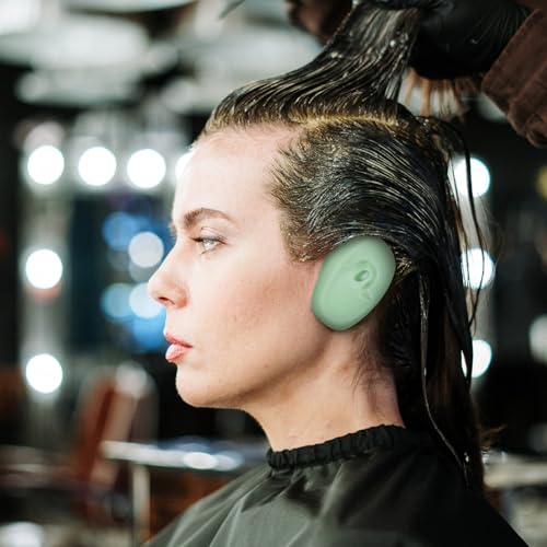 4 Pairs Silicone Ear Covers for Hair Dye, Shower, Swimming - Reusable Ear Protectors for Home and Salon Use (Purple and Green)