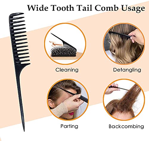 Hair Brush, 2 Pack Boar Bristle Paddle Hairbrush for Women Men Kids Reducing Frizzy, No More Tangle, Small Travel Brush Tail Comb & Giftbox Included