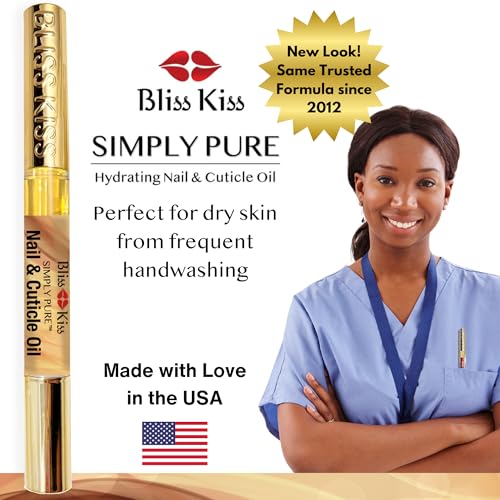Bliss Kiss | 4 Vanilla Fragrance Nail Oil Cuticle Pens w/Vitamin E & Jojoba⏤Nail Strengthener Nail Growth Serum for Brittle Peeling Breaking Thin Nails