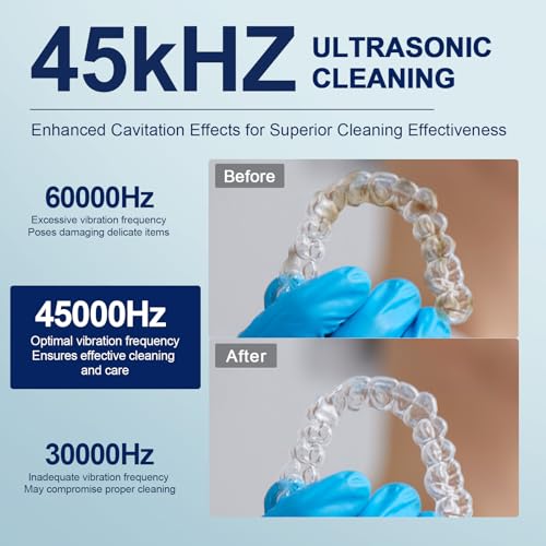 2025 Ultrasonic Retainer Cleaner Machine – 45kHz Retainer Cleaner for Night Guards, Mouth Guards, Dentures – 24W Dental Ultrasonic Cleaner with 4 Modes, 200ML – Great Gift for Braces Users