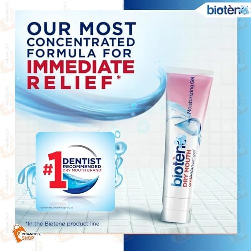 Biotene Oralbalance Gel for Dry Mouth Relief – Unflavored Moisturizing Oral Gel, Artificial Saliva Substitute for Nighttime Dry Mouth – 1.5 oz (Pack of 01)