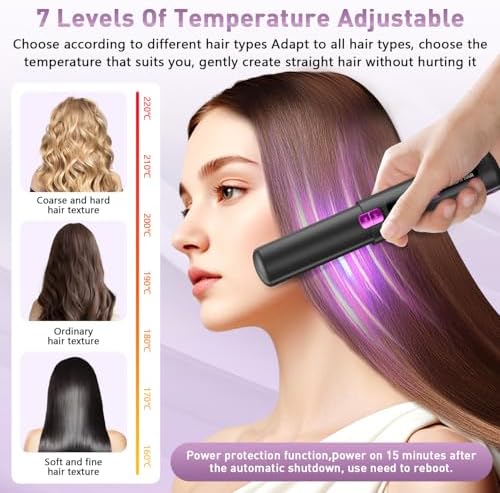 Hair Straightener,Cordless Rechargeable Flat Iron (LCD),Cordless Hair Straightener 4500mAh,Portable Travel Straightener and Curler 2 in 1,Mini Ceramic Curling Iron,USB Rechargeable Hot Tools