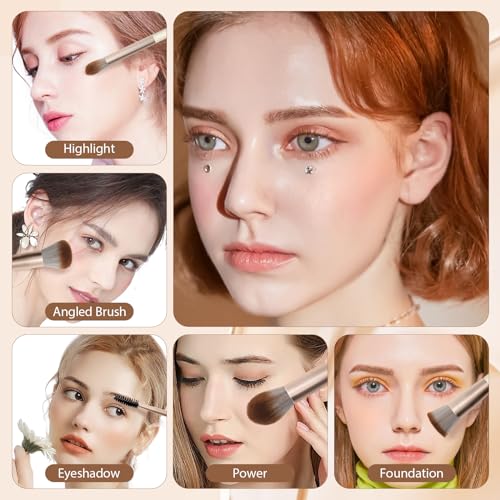 HEYMKGO Makeup Brushes Set, 18pcs Professional Makeup Brushes with 2 Powder Puff & Travel Bag, Premium Synthetic Foundation Powder Blush Blending Face Brush Kit, Eyeshadow Set Makeup Brushes & Tools