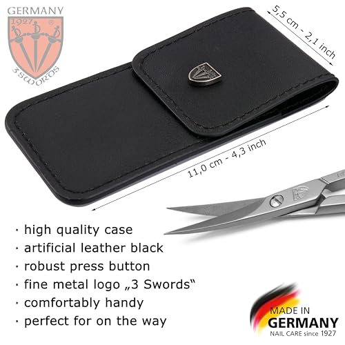 3 Swords Germany - brand quality STAINLESS STEEL INOX CURVED CUTICLE SCISSORS (1 PIECE) with case for manicure pedicure - nail care by 3 Swords - Made in Germany