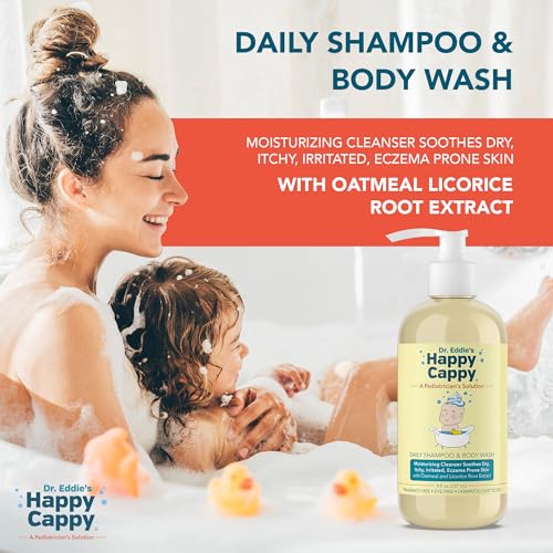 Happy Cappy Daily Medicated Shampoo and Body Wash Bundle - Baby Dandruff Shampoo for Cradle Cap and Seborrheic Dermatitis, Helps Redness, Dermatologist Tested, Fragrance-Free - 2 Pieces