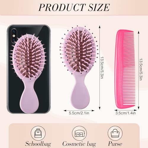 30 Pcs Mini Wet Hair Brush and Wide Hair Combs, Travel Detangling Brush for Most Hair Types, Multicolor for Bridesmaid Gifts Stocking Stuffers