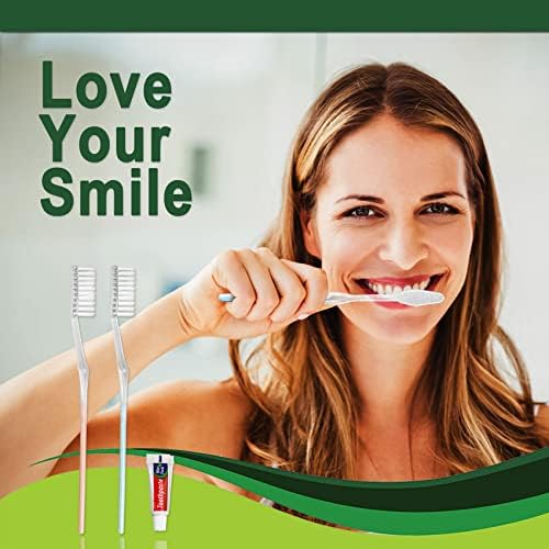 30 Pack Disposable Toothbrushes with Toothpaste, Individually Wrapped Bulk Medium Soft Bristle Tooth Brush Manual Travel Toothbrush Kit Bulk, White, 0.5 kilograms