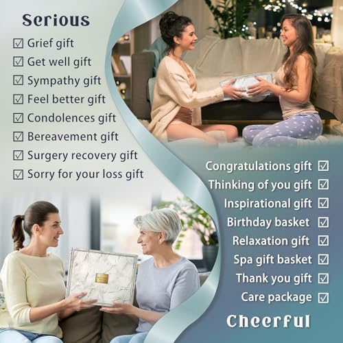 Birthday Gifts for Women Self Care Gifts Get Well Soon Gifts Baskets for Women After Surgery with moon lamp, 11PC Spa,Thinking of You Gift, Care Package for Mom Friend (cyan)