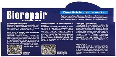 Biorepair: "Dentifricio per la Notte" (Intensive Night Repair) Toothpaste with microRepair * 2.5 Fluid Ounce (75ml) Tube (Pack of 2) * [ Italian Import ]