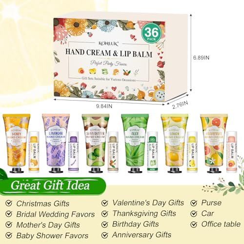 36 Pack Hand Cream Bulk and Lip Balm Bulk Sets, Bridesmaid Gifts, Thank You Gifts and Bridal Shower Gifts for Guests with Thank You Card Organza Bags, Birthday Gifts, Bulk Gifts, Small Gifts for Women