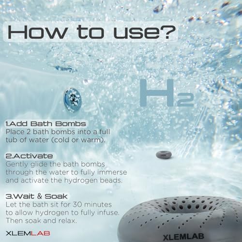 Hydrogen Bath Bombs for Men, Hydrogen Bath Soak, H2 Water for Sport Fitness Enthusiast, Refreshes Body Mind Skin Hydration Anti-Aging 4 Packs Gray