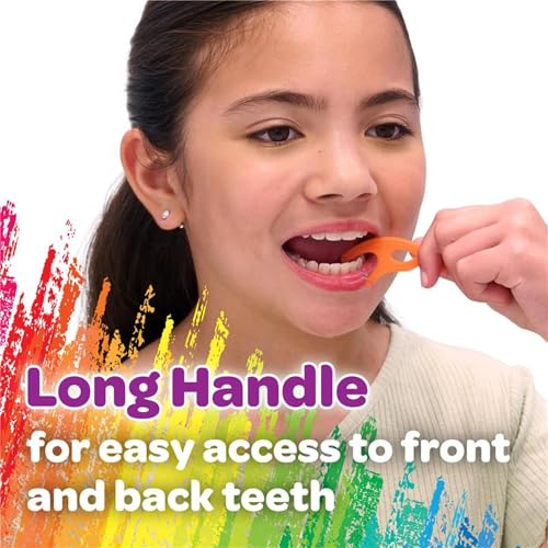 GUM Crayola Twistables Kids Flossers with Fluoride - Designed for Little Hands - Three Fun Fruit Flavors - Easy to Use Kids Floss Picks for Children Ages 3+, 90 Count (Pack of 4)